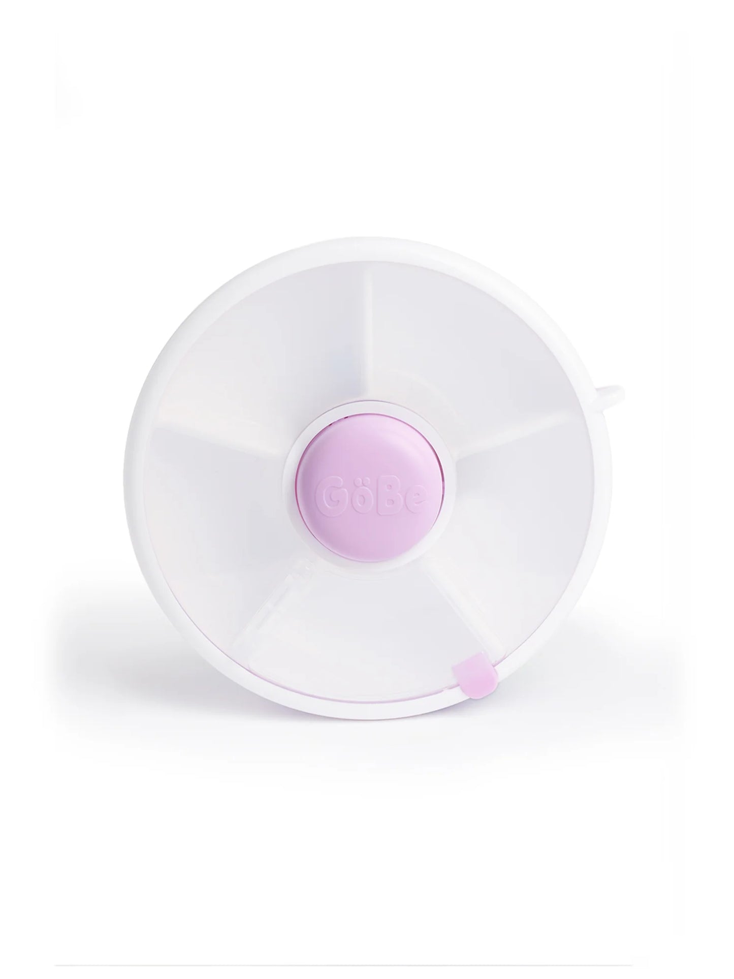 GoBe Snack Spinner for kids in lilac color, designed for easy snack selection and leak-proof storage.