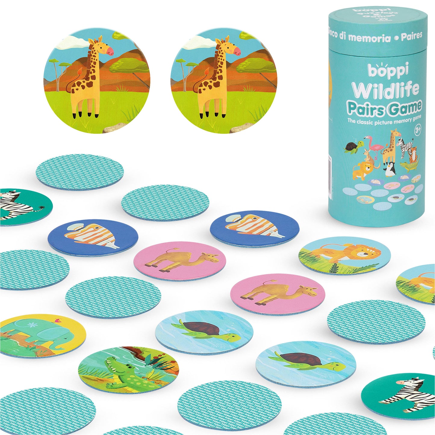 Boppi-Memory-Spiel für Kinder "Wilde Tiere"