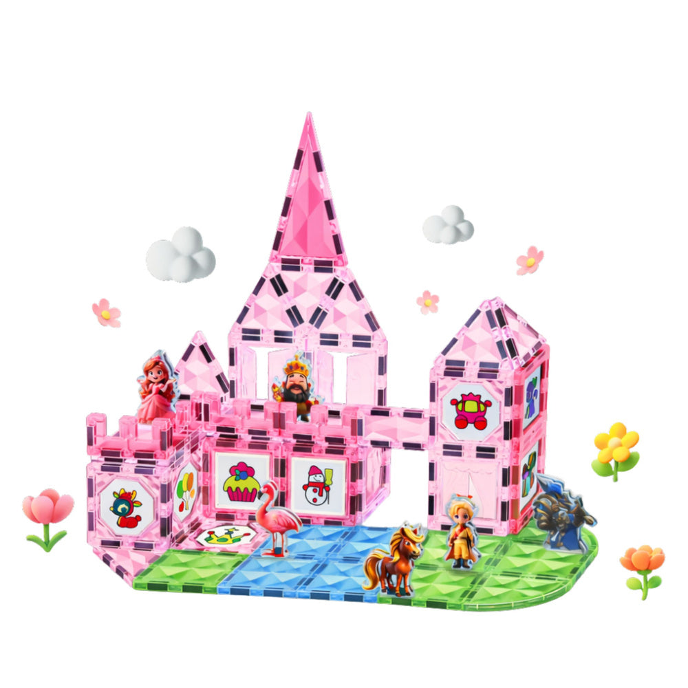 Magnetinės kaladėlės „Princesės pilis“ su dažais, 80 dalių