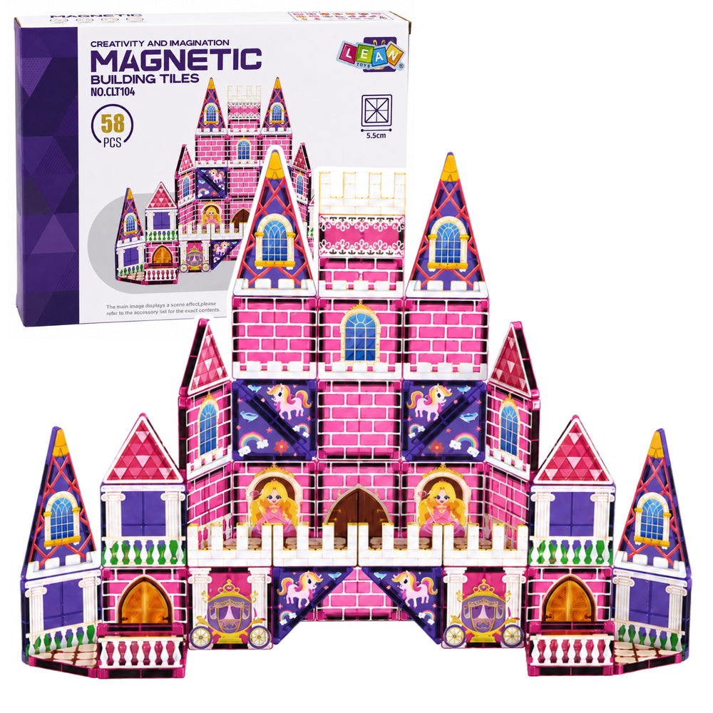 Magnetinės kaladėlės su spalvinamais langais ir flomasteriais, 126 dalys